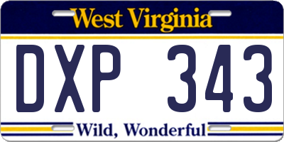 WV license plate DXP343