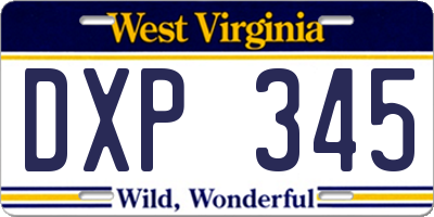 WV license plate DXP345