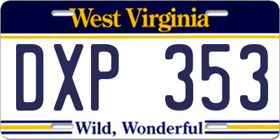 WV license plate DXP353