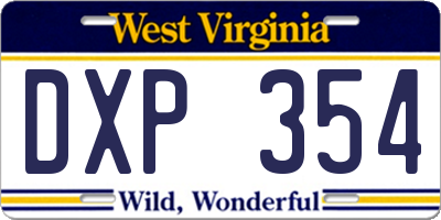 WV license plate DXP354
