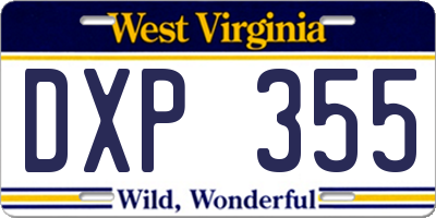 WV license plate DXP355