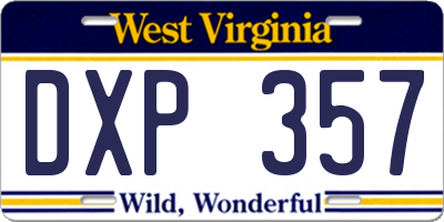 WV license plate DXP357