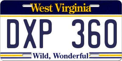 WV license plate DXP360