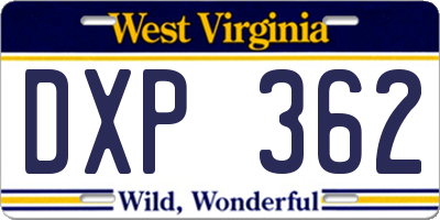 WV license plate DXP362