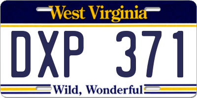 WV license plate DXP371
