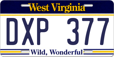WV license plate DXP377