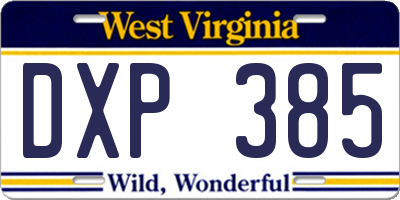 WV license plate DXP385