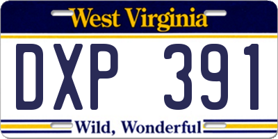 WV license plate DXP391