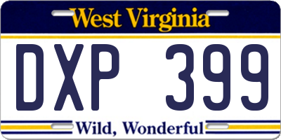 WV license plate DXP399