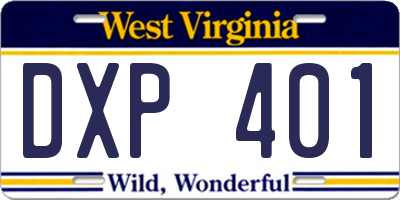 WV license plate DXP401