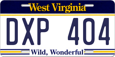 WV license plate DXP404