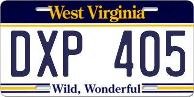 WV license plate DXP405
