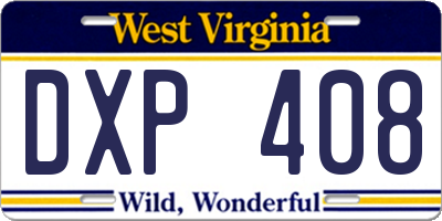 WV license plate DXP408