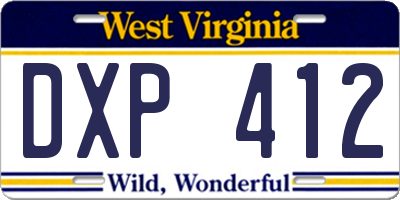 WV license plate DXP412