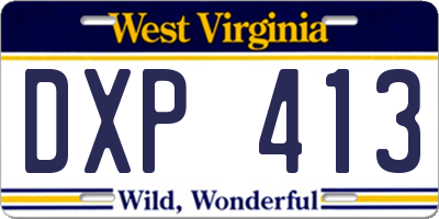 WV license plate DXP413