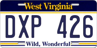 WV license plate DXP426