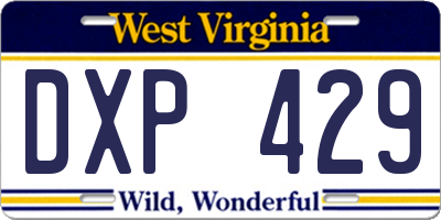 WV license plate DXP429