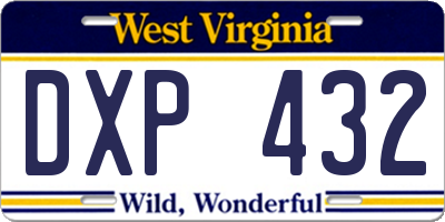 WV license plate DXP432