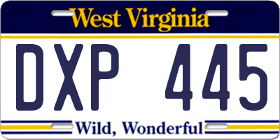 WV license plate DXP445