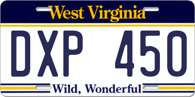 WV license plate DXP450