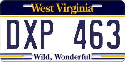 WV license plate DXP463