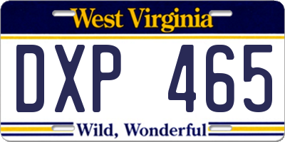 WV license plate DXP465