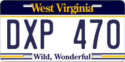 WV license plate DXP470