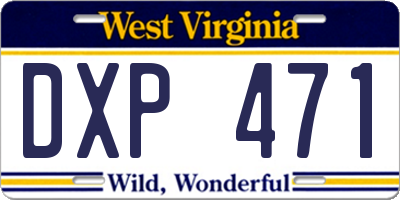 WV license plate DXP471