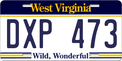 WV license plate DXP473