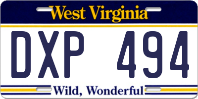 WV license plate DXP494