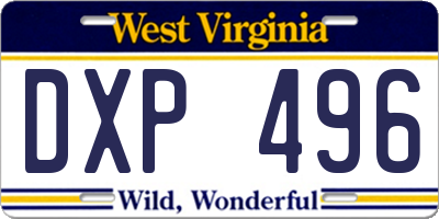 WV license plate DXP496
