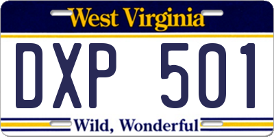 WV license plate DXP501
