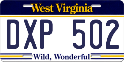 WV license plate DXP502