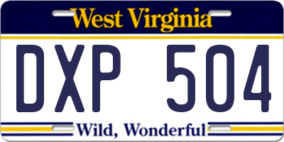 WV license plate DXP504