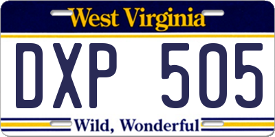 WV license plate DXP505