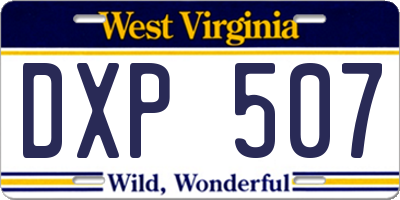 WV license plate DXP507