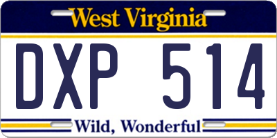 WV license plate DXP514