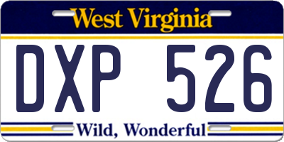 WV license plate DXP526