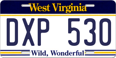 WV license plate DXP530