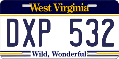 WV license plate DXP532