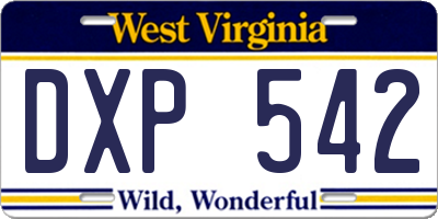 WV license plate DXP542