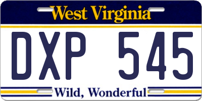WV license plate DXP545