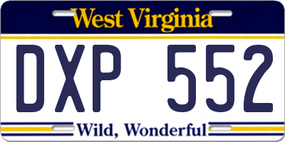 WV license plate DXP552