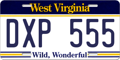 WV license plate DXP555
