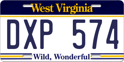 WV license plate DXP574