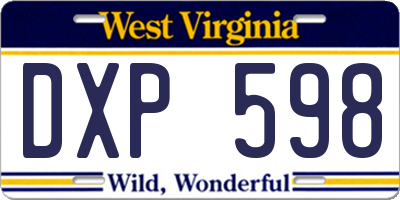 WV license plate DXP598
