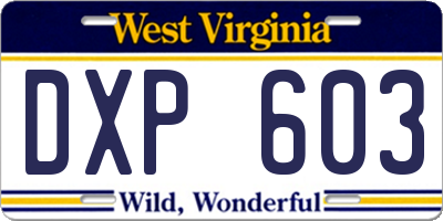 WV license plate DXP603