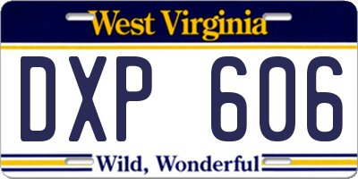 WV license plate DXP606