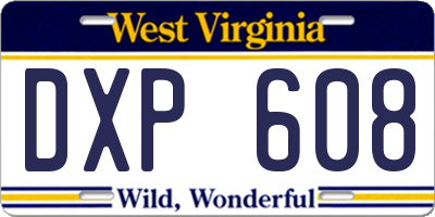 WV license plate DXP608