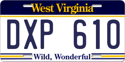 WV license plate DXP610